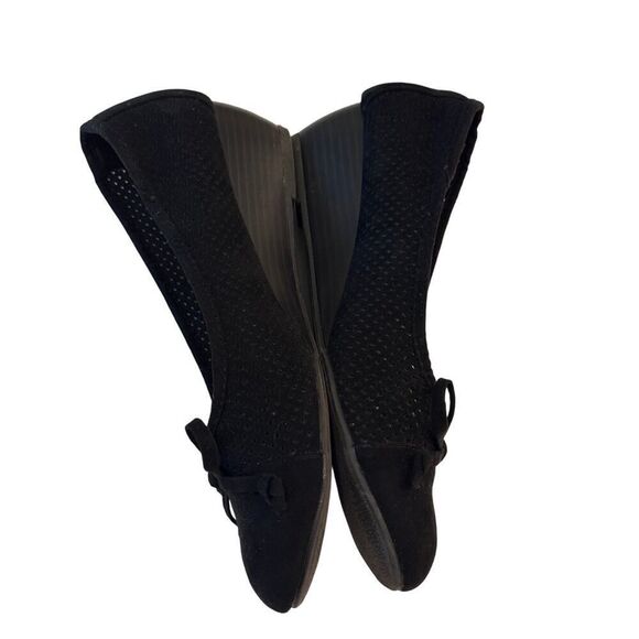 Seychelles Black Suede Wedge Ballet Flats Size 6 Bow Detail Comfort Shoes - Picture 4 of 7
